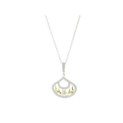 Fronay 101168 Royal Gala Two Tone CZ Necklace in Sterling Silver