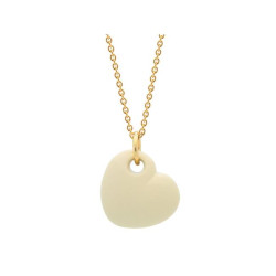 Fronay 121126C 15 in. 18k Gold Plated Cream Enamel Puffy Heart Necklace