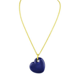 Fronay 121126N 15 in. 18k Gold Plated Blue Enamel Puffy Heart Necklace