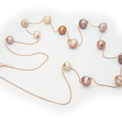 Fronay 201201 Multicolor Cultured Freshwater Pearl Necklace in Sterling Silver