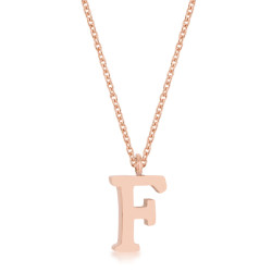 Womens Elaina Rose Gold Stainless Steel F Initial Necklace