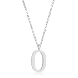 Womens Elaina White Gold Rhodium Stainless Steel O Initial Necklace