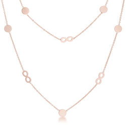 Jgoodin N01307AV-V00 Womens Krystal Rose Gold Stainless Steel Infinity Station Layer Necklace
