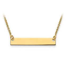 Quality Gold 10XNA637Y 10K Yellow Gold Small Polished Blank Bar Pendant with Chain