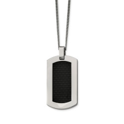 Chisel TBN112-24 24 in. Titanium Polished with Black Carbon Fiber Inlay Necklace