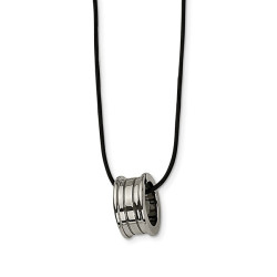 Chisel TUN107-18 18 in. Tungsten Polished Leather Cord Necklace