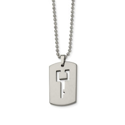 Chisel TUN111-22 22 in. Tungsten Dog Tag with Key Cut-out Necklace