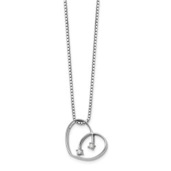 White Ice QW157-18 18 in. Sterling Silver 0.02 CT Diamond Heart Necklace&#44; Polished