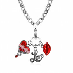 Whimsical Gifts 1302S-NL Valentines Day Charm Necklace in Silver