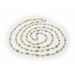 Fronay Collection 401252 Long Hematite Silver Bead Necklace 18K Gold Plated Sterling SIlver&#44; 40 in.