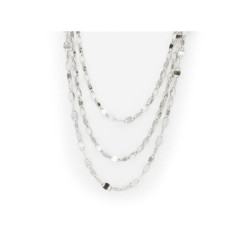 Fronay Collection 121162 Rhodium Plated Silver Triple Layer Italin Chain&#44; 36 in.