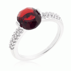 Kate Bissett R08350R-C10-06 Red Oval Cubic Zirconia Engagement Ring - Size 06